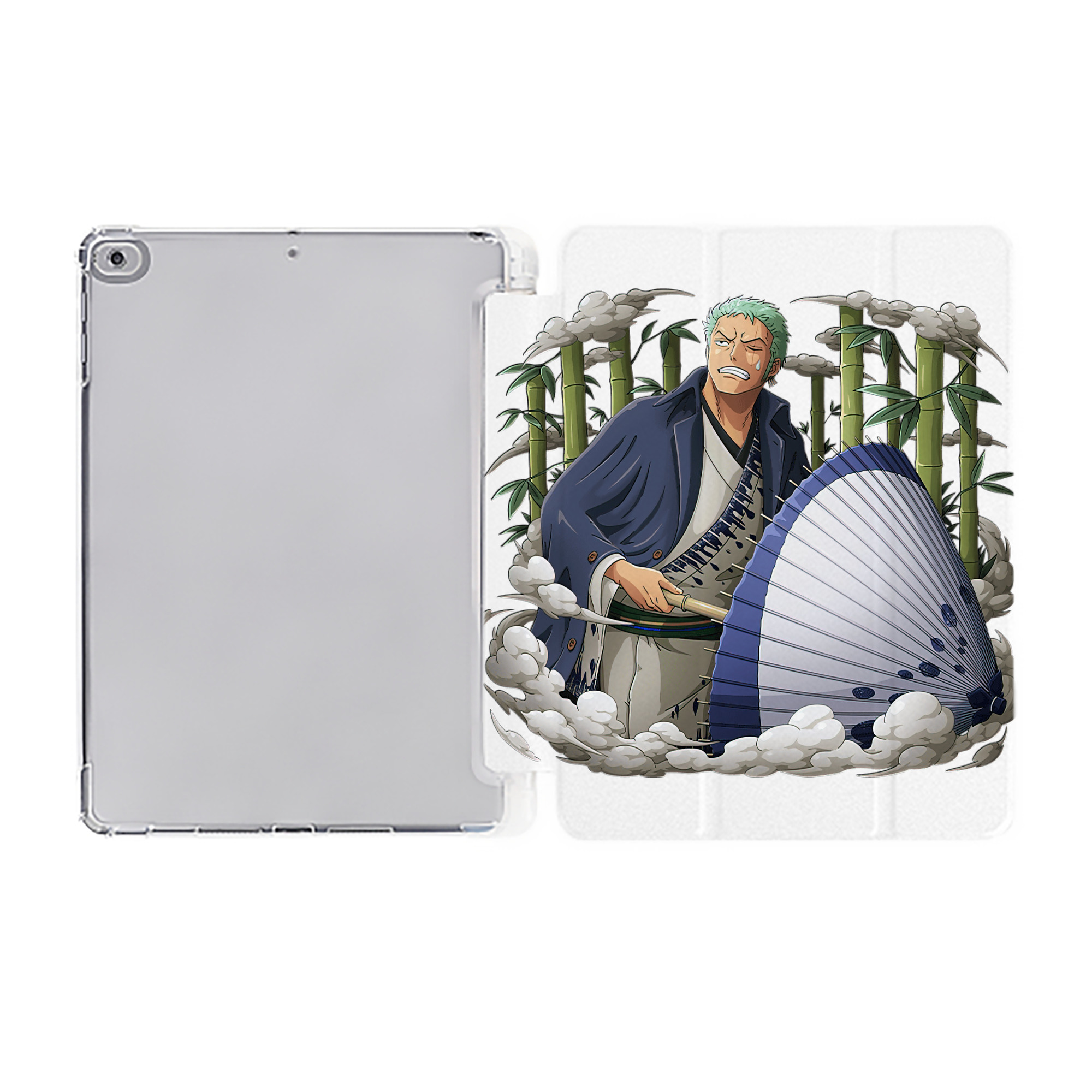 （画像用） ワンピース ロロノア・ゾロ ONE PIECE Roronoa Zoro IPad ケース ペン収納付き 三つ折りスタンド PUレザー×シリコン 対応機種9.5/10.5/10.9インチ